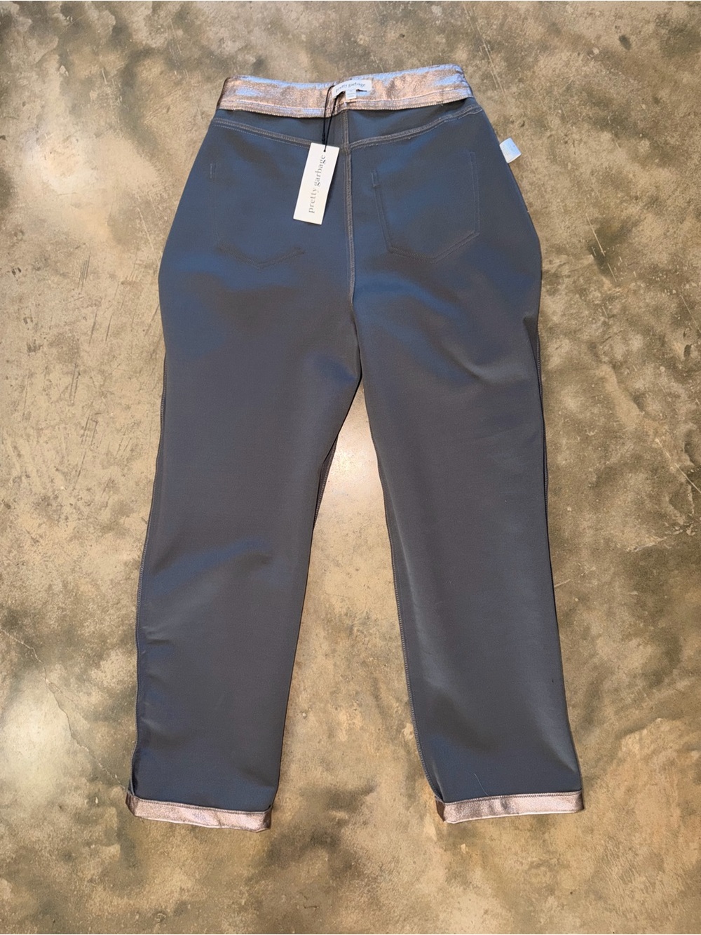NWT Pretty Garbage Metallic Faux Leather Straight Leg Pants Rose Bronze S - Picture 8 of 12